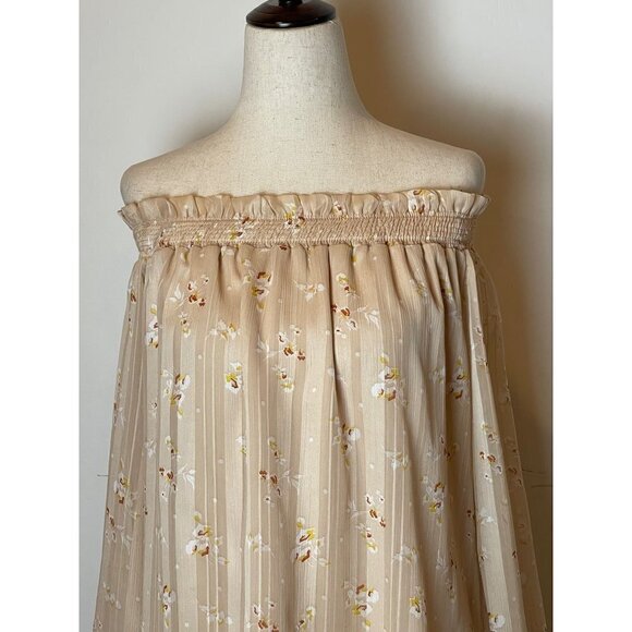 Wayf‎ Cream Off The Shoulder Long Sleeve Floral Print Flowy Tunic Dress  L - Picture 6 of 12